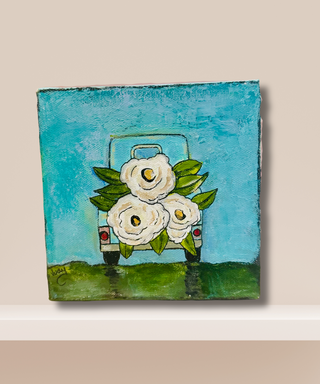 Fresh Flowers Truck 6 x 6 (Acrylic & Ink)